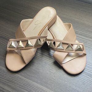 Jessica Simpson “Madrie” Tan Studded Sandals